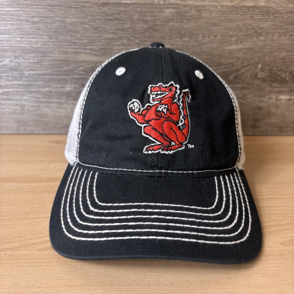 Astec Industries Hat Cap Strap Back Black White Trucker Mesh Embroidered Graphic